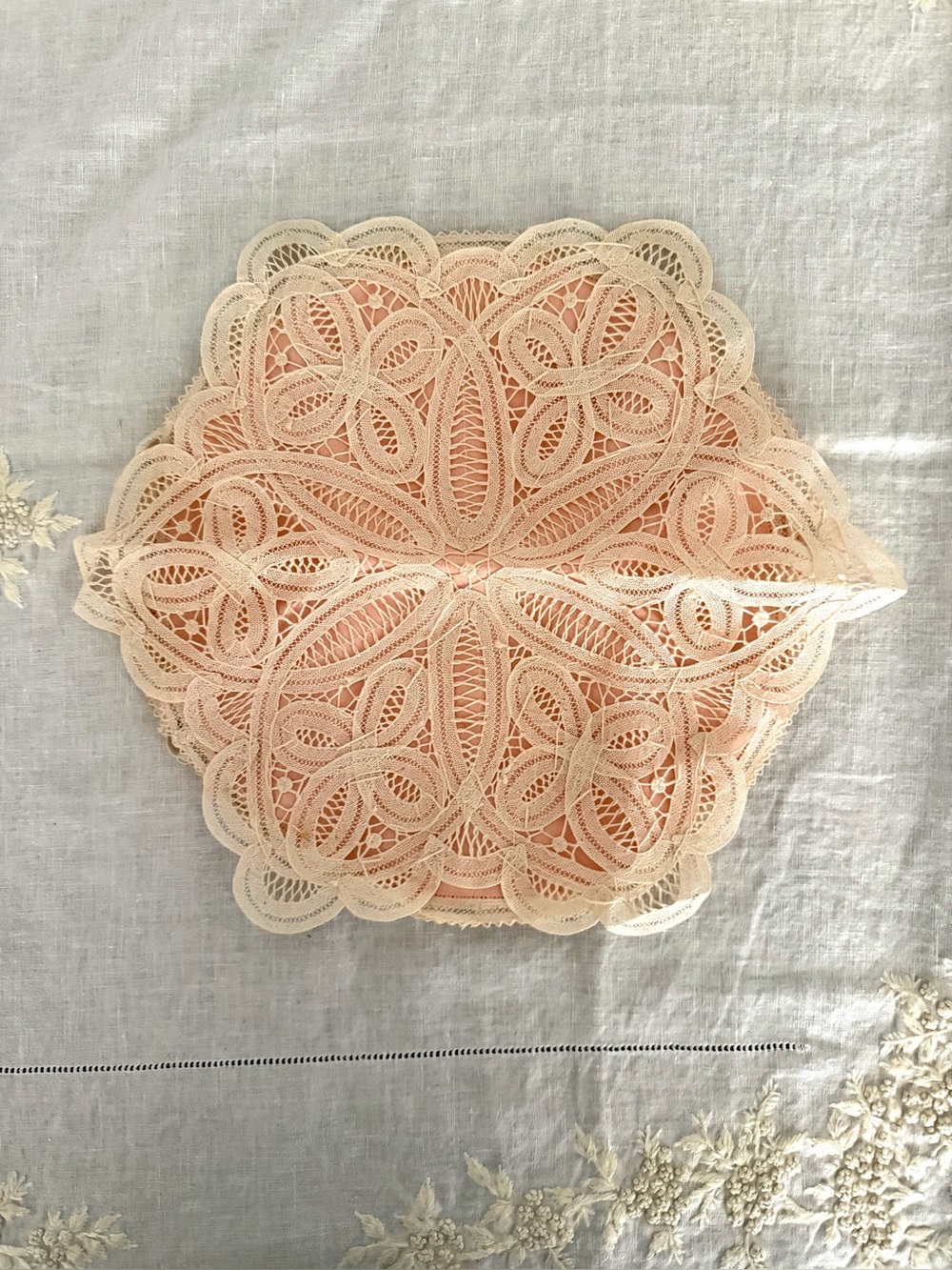 Battenberg Lace Dinner Roll Holder or Bread Basket